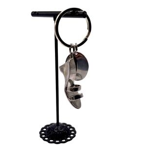 Silver High Heel Wedge Shoe Key Ring Fob